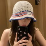 Striped Bucket Hat Women's Hollow Breathable Small Bucket Cap - Image 2