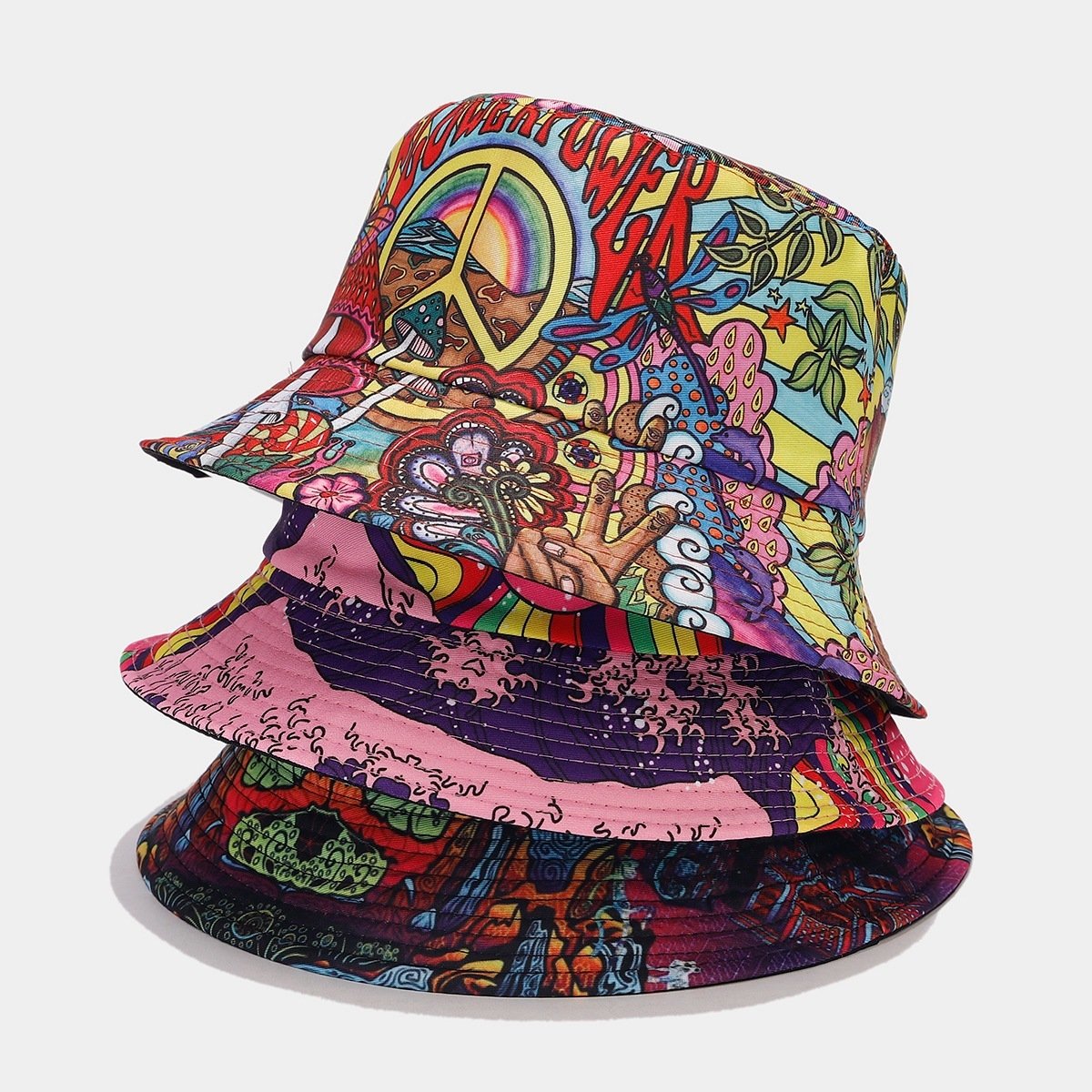 15e19e35-02d1-4738-b4c1-2acc493c05f3.jpg Graffiti Double-sided Bucket Hat Female Party Hip Hop Bucket Hat - Image 1