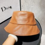 Textured PU Leather Fisherman Hat Unisex Basin Hat Wide Brim Cover Face Hat - Image 5