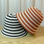Sunshade Leisure Striped Knitted Dome Bucket Foldable Tide Bucket Hat - Image 3