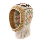 Winter Korean Style Handmade Crochet Contrast Color Flower Balaclava - Image 4