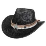 Festival Party Gathering Silver Western Denim Fedora Hat Felt - Image 7