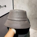 Textured PU Leather Fisherman Hat Unisex Basin Hat Wide Brim Cover Face Hat - Image 3