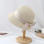 Simple Ribbon Bow Bucket Hat Women's Sun Hat - Image 3