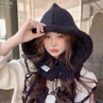 Korean Balaclava Hat Female Winter Warm Hat Scarf One Couple Earflaps Woolen Knitted Hat - Image 9