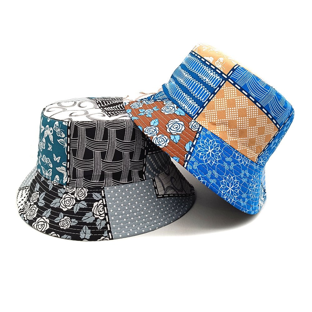 8ffa0c54-df97-4ba0-9058-65d2bae0787f.jpg Geometric Bucket Hat Color Matching Printing Double-sided Wear Bucket Hat - Image 1