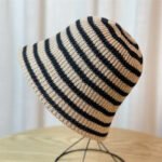 Sunshade Leisure Striped Knitted Dome Bucket Foldable Tide Bucket Hat - Image 9