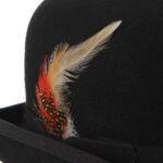 British Feather Decoration Bowler Wool Top Hat - Image 4