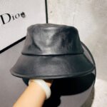 Textured PU Leather Fisherman Hat Unisex Basin Hat Wide Brim Cover Face Hat - Image 7