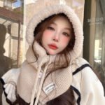 Korean Balaclava Hat Female Winter Warm Hat Scarf One Couple Earflaps Woolen Knitted Hat - Image 2