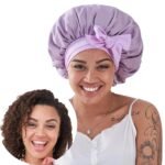 Silk Bonnet For Sleeping Women, Satin Hair Bonnet For Sleeping For Wavy Curly Natural Hair Women Men - Red