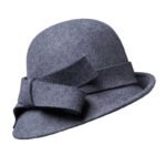 Women's French-style Elegant Retro Woolen Bowler Hat Curling Bow - Image 5