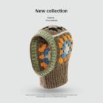 Winter Korean Style Handmade Crochet Contrast Color Flower Balaclava - Image 6
