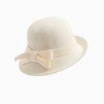 Women's French-style Elegant Retro Woolen Bowler Hat Curling Bow - Image 8