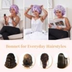 Silk Bonnet For Sleeping Women, Satin Hair Bonnet For Sleeping For Wavy Curly Natural Hair Women Men - Red - Image 4